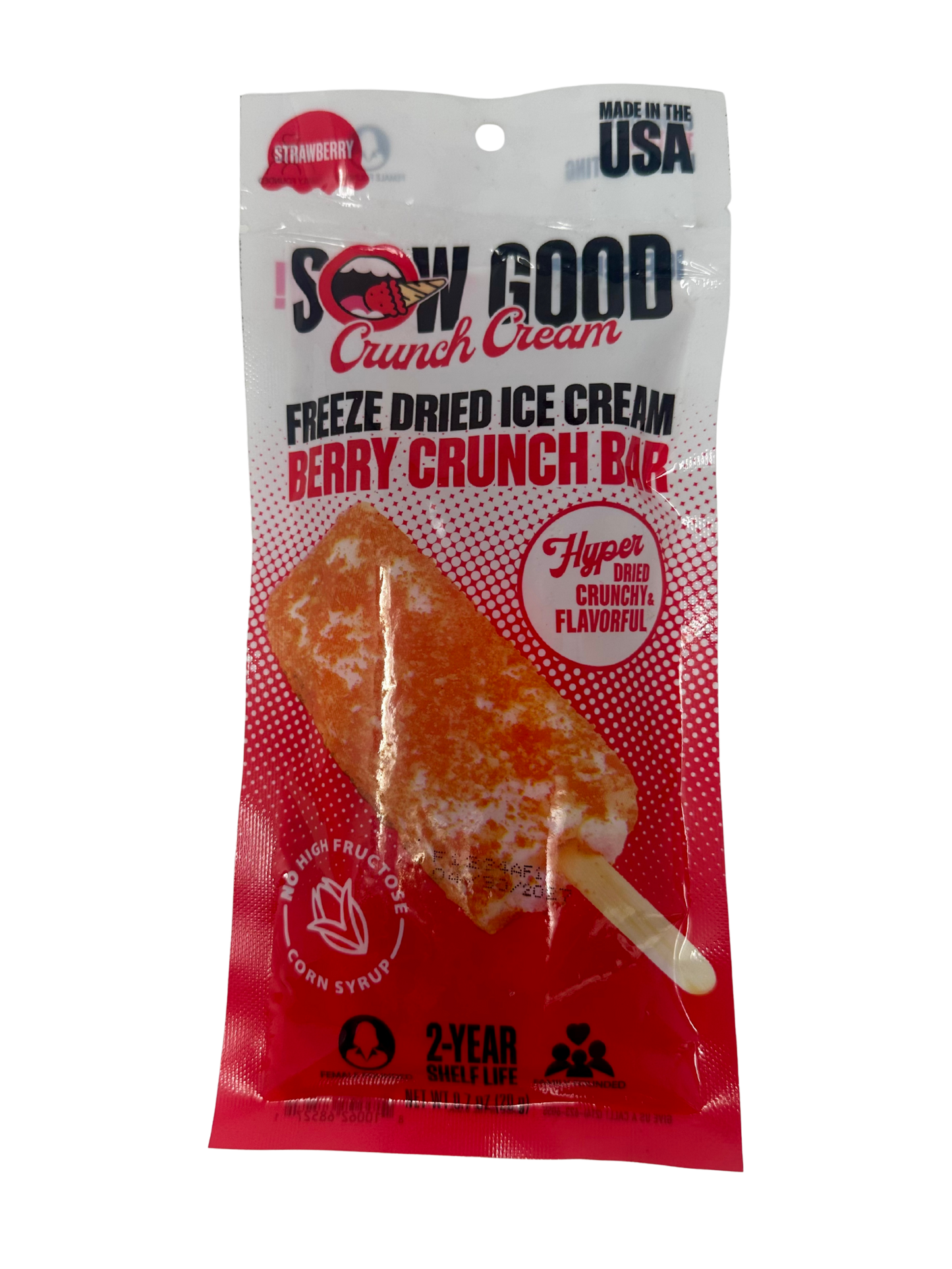 Sow Good Berry Crunch Bar Freeze Dried Ice Cream .7oz