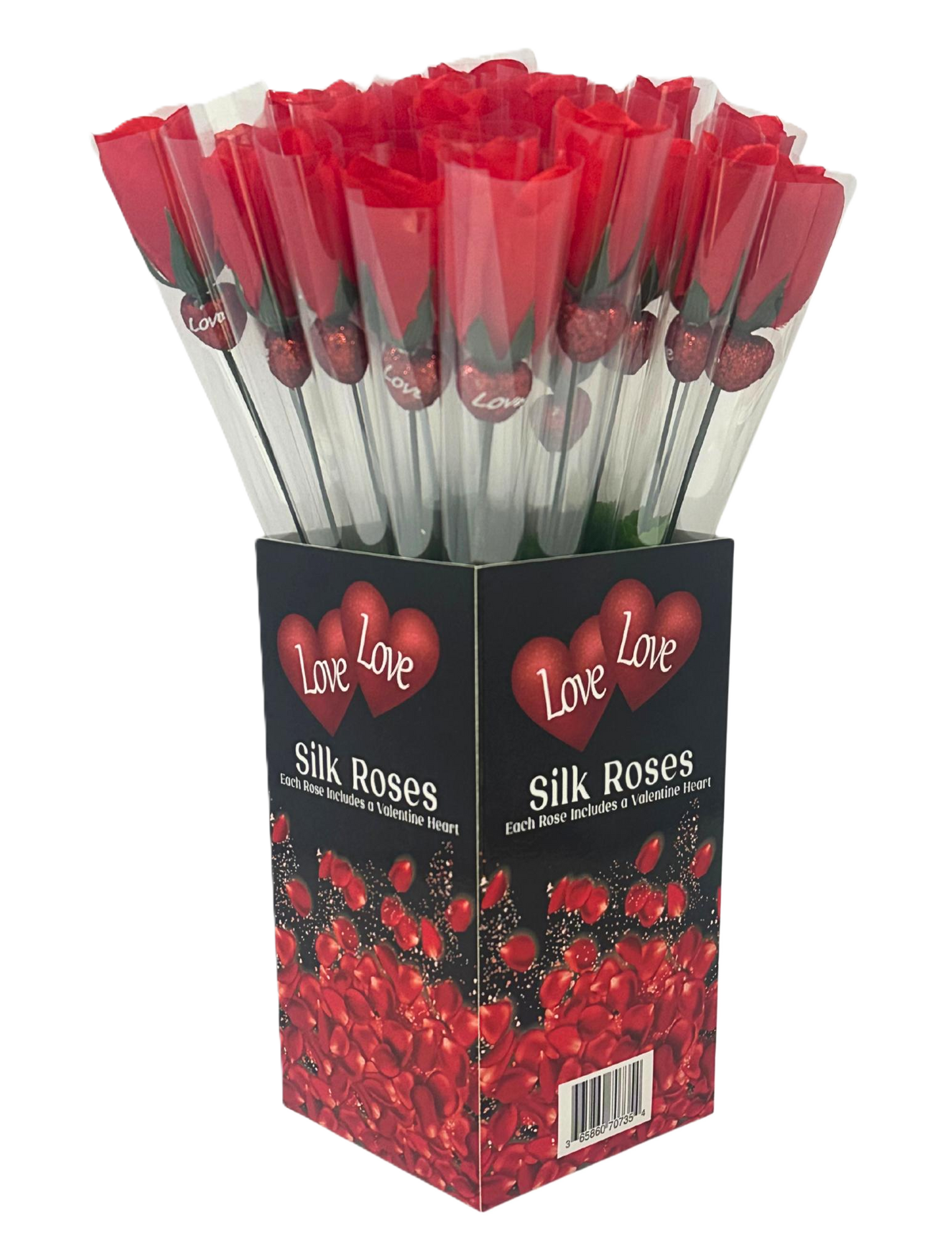 13" Silk Red Rose w/ Heart
