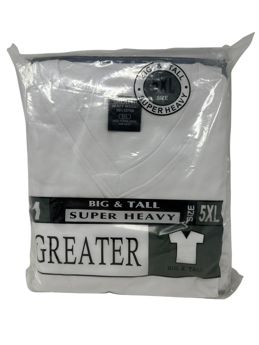 5X White V-Neck Shirt