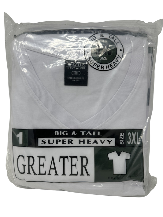3X White V-Neck Shirt