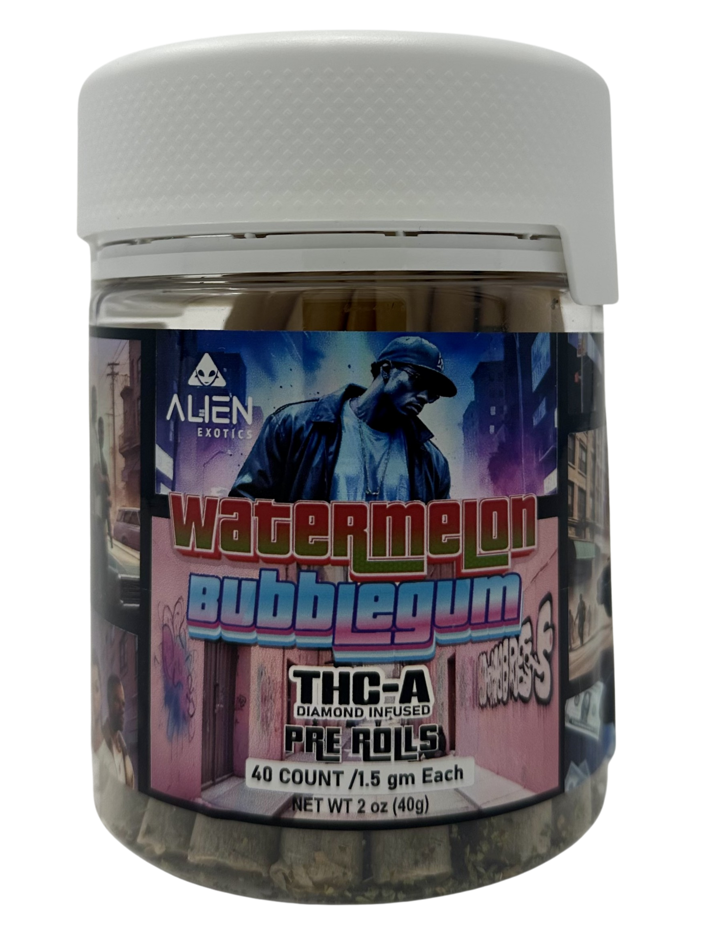 Alien THC-A Pre-Roll Jars (40 x 1.5g) Watermelon Bubblegum(Sat)