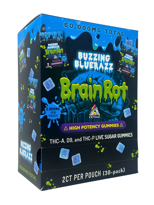BrainRot Blue Razz 2,000mg Gummies THC-A 2ct 30pk