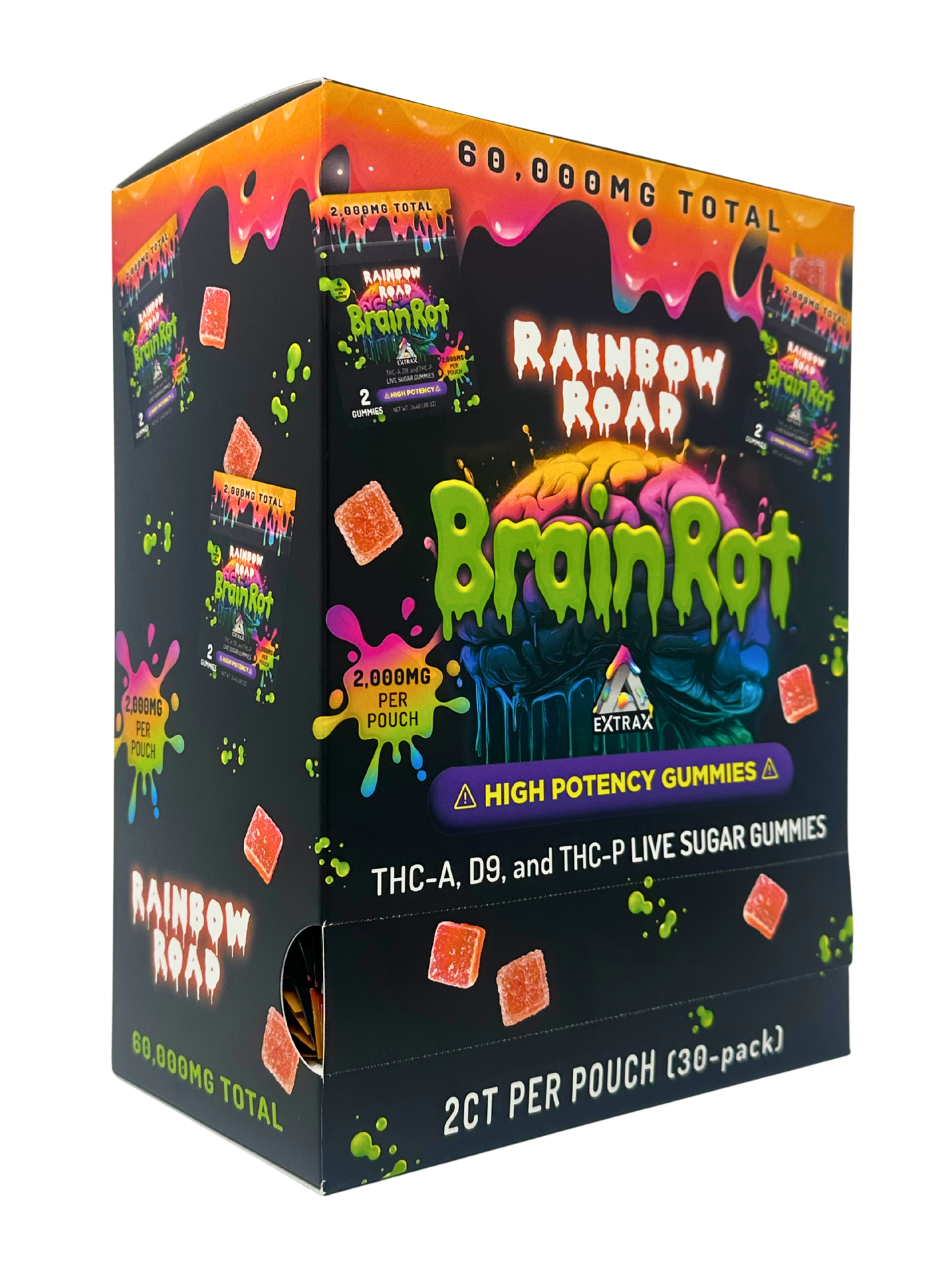 BrainRot Rainbow Road 2,000mg Gummies THC-A 2ct 30pk