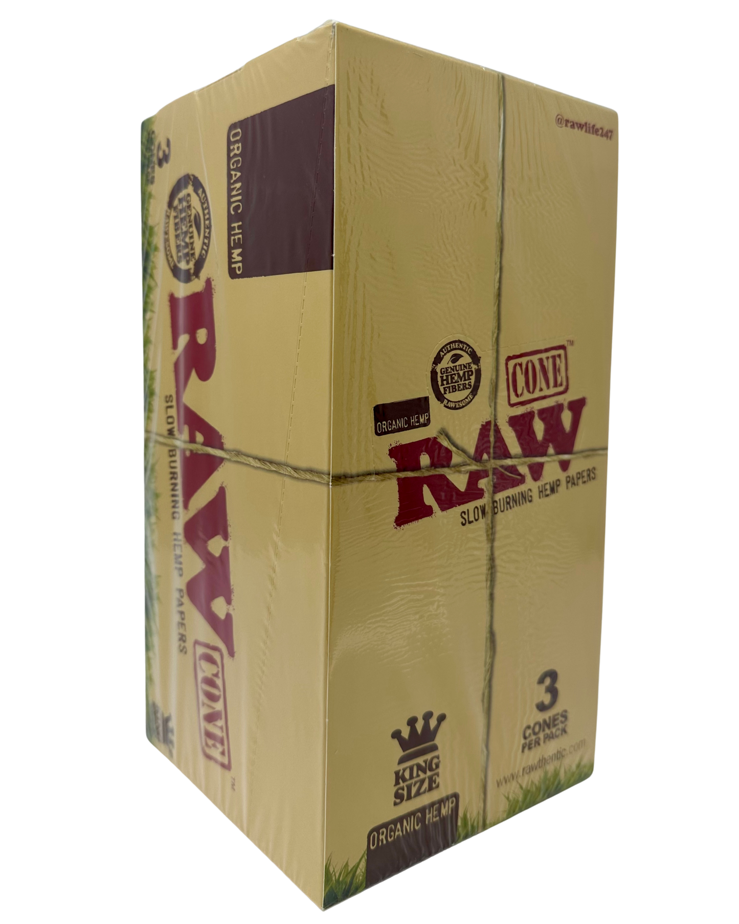 RAW 3pk Organic Hemp Cones Kingsize