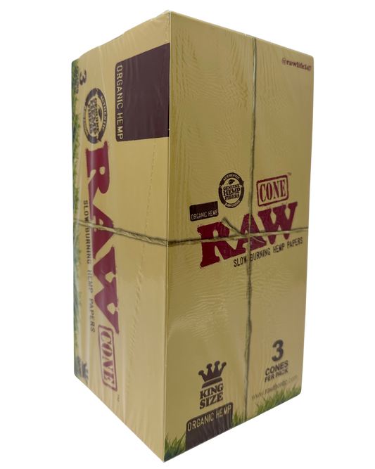 RAW 3pk Organic Hemp Cones Kingsize