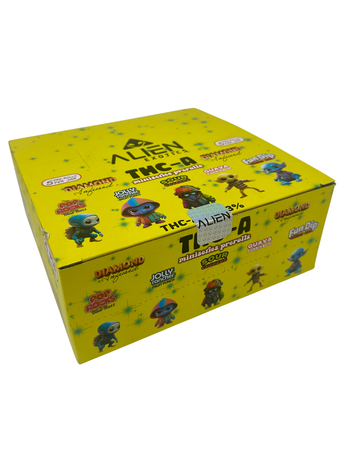 Yellow Alien THC-A Diamond Infused 5ct Mini Pre-Roll Asst Dsp
