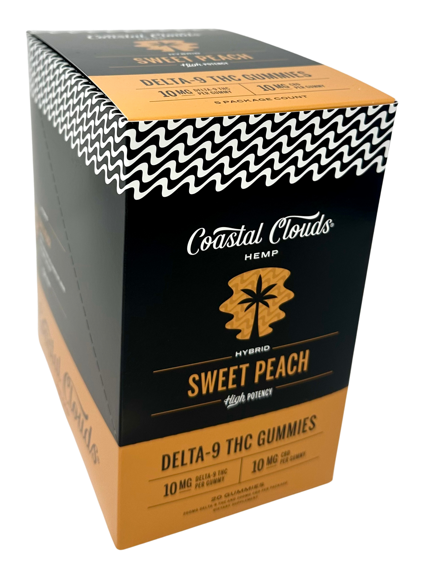 Coastal Clouds Sweet Peach D9 THC Gummies (Hyb)
