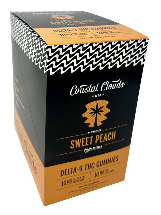 Coastal Clouds Sweet Peach D9 THC Gummies (Hyb)