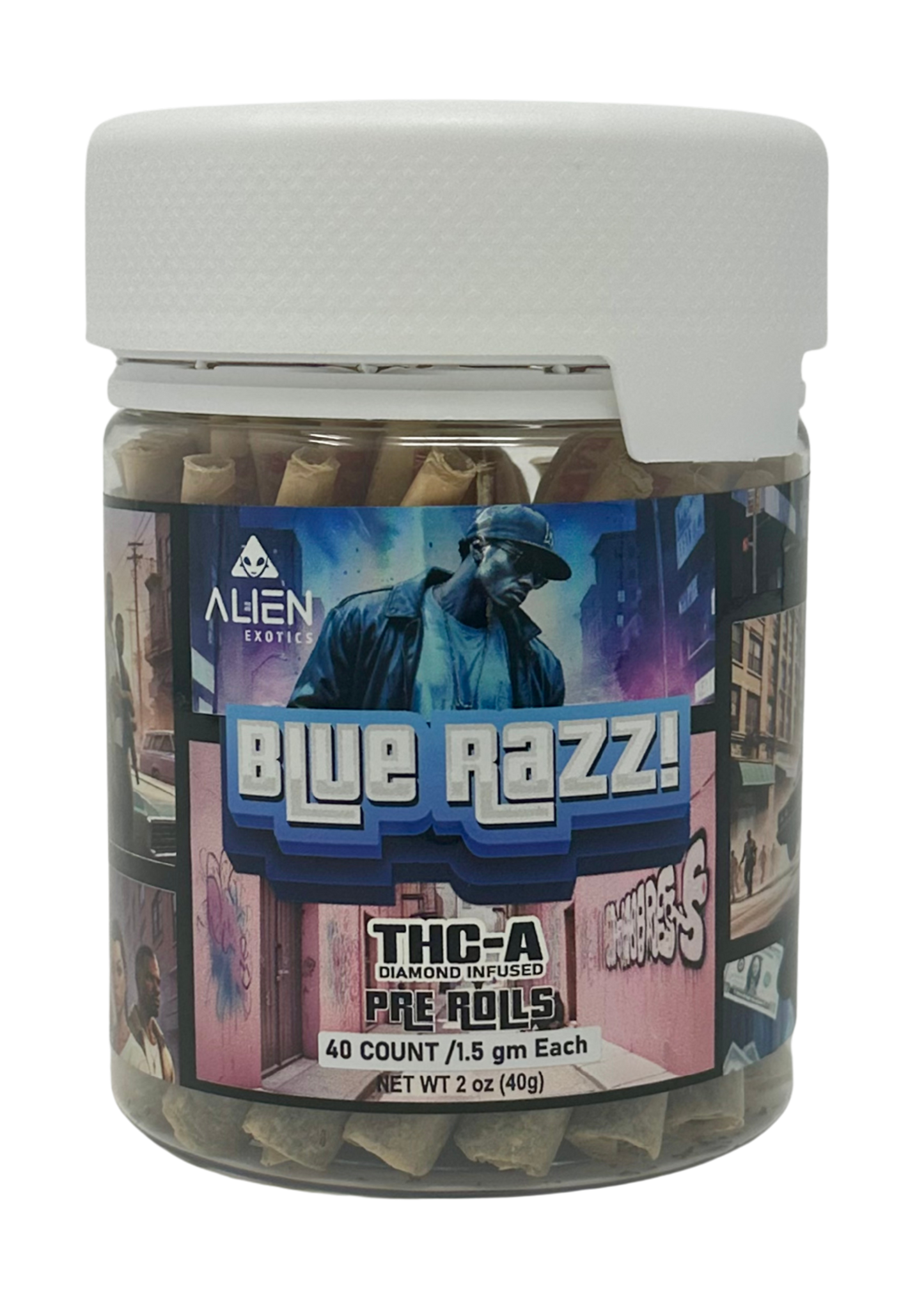 Alien THC-A Pre-Roll Jars (40 x 1.5g) Blue Razz (Hyb)