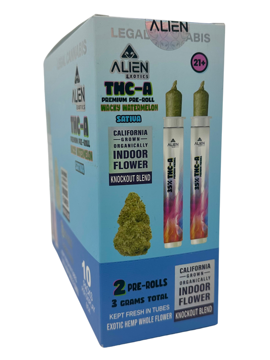 (Sat) Alien Exotics Prem THC-A Pre-Roll Wacky Wtrmln