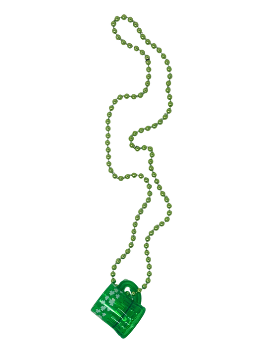 St Patricks day 1oz shot glass beaded necklace 12ct