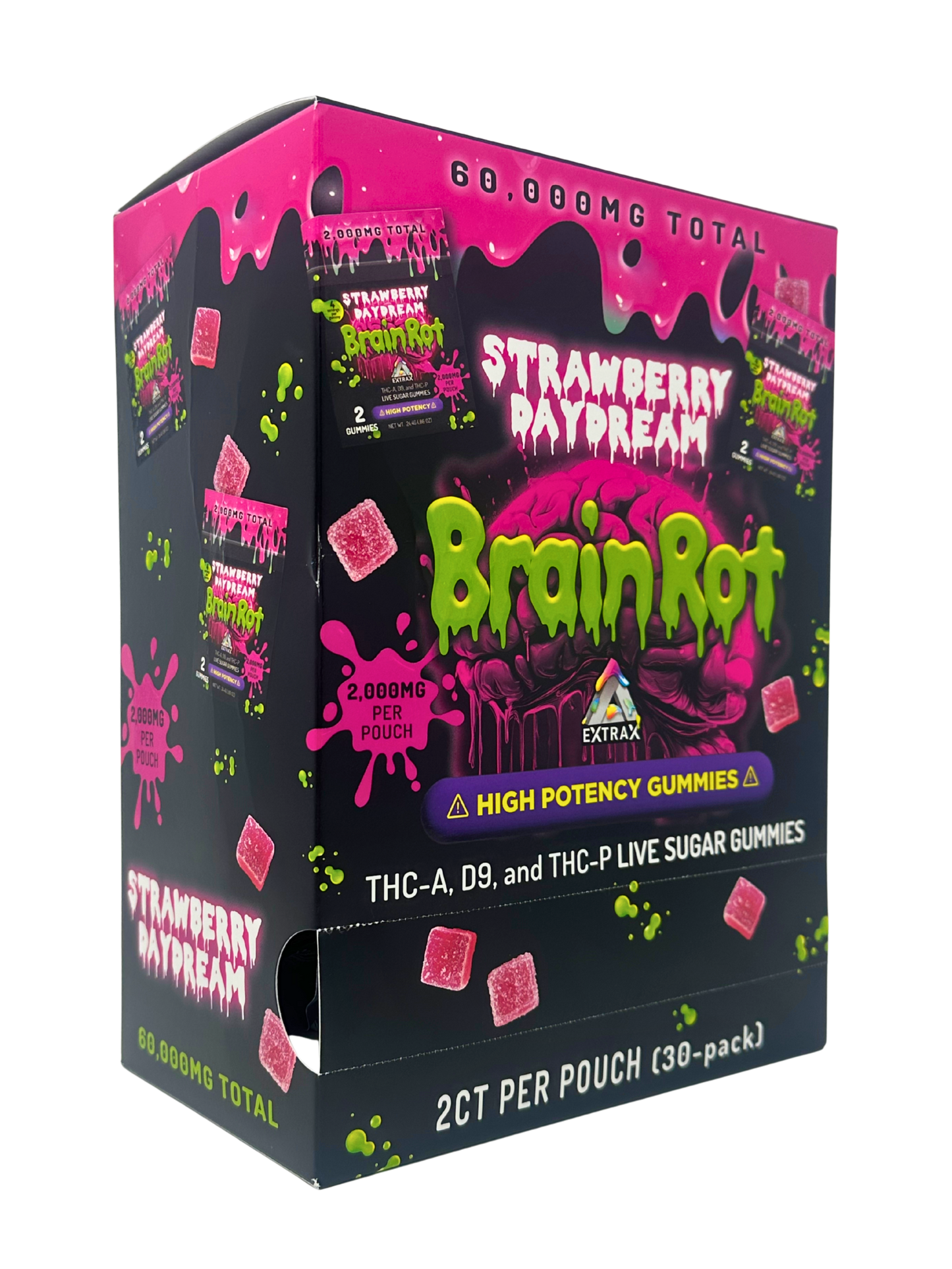 BrainRot Strawberry Daydream 2,000mg Gummies THC-A 2ct 30pk