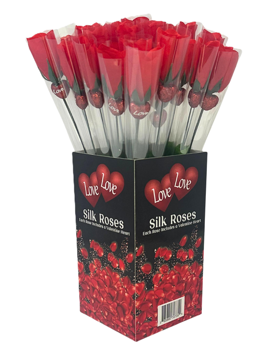 13" Silk Red Rose w/ Heart